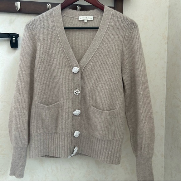 White + Warren Sweaters - $475 White + warren 💯 cashmere ribbed cardigan with jeweled button size small